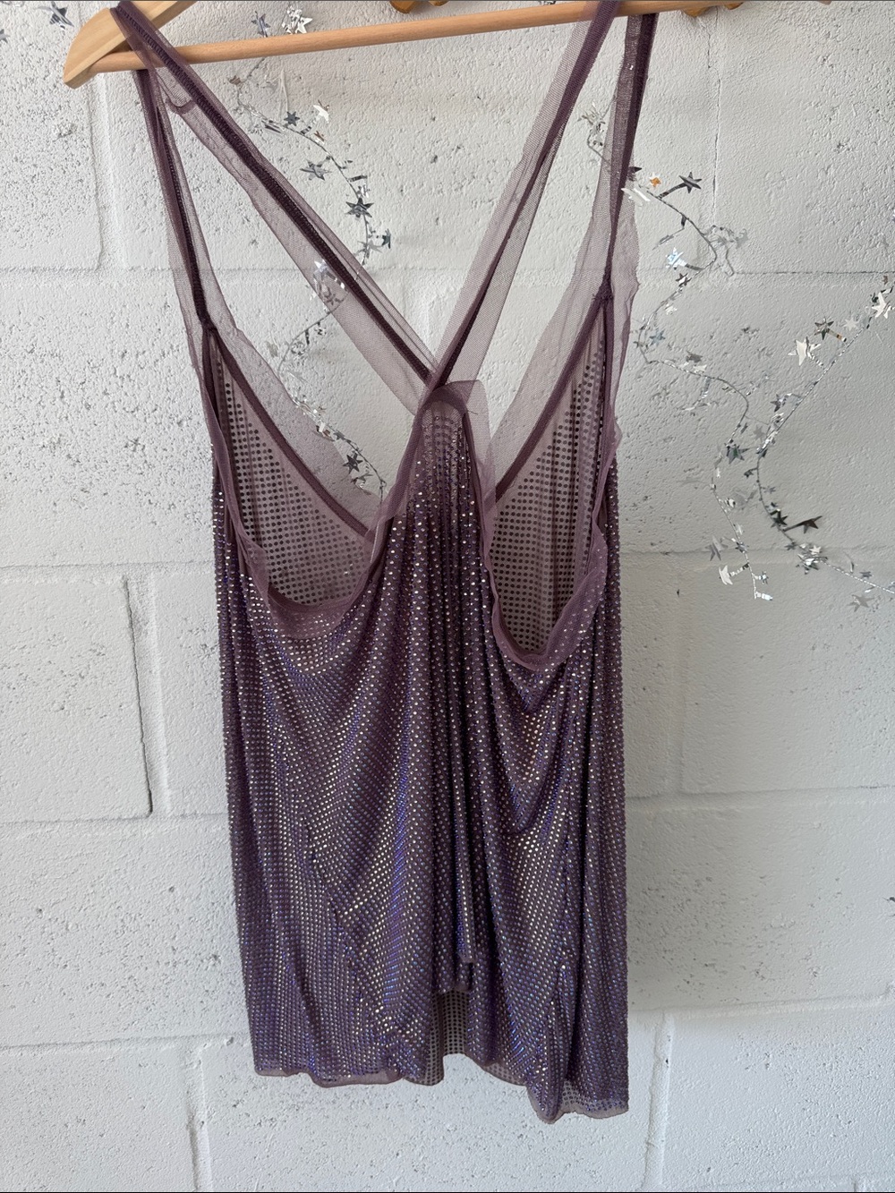 Free People Plum Sheer Mesh Rhinestone Tank - Picture 6 of 7